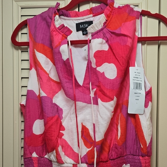 MSK Vibrant Pink and White Maxi Dress - Picture 2 of 4